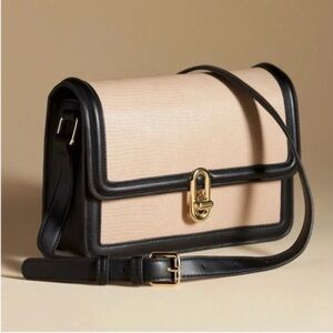 💕 Jules Kae Mia Shoulder Bag Beige Black Gold Hardware